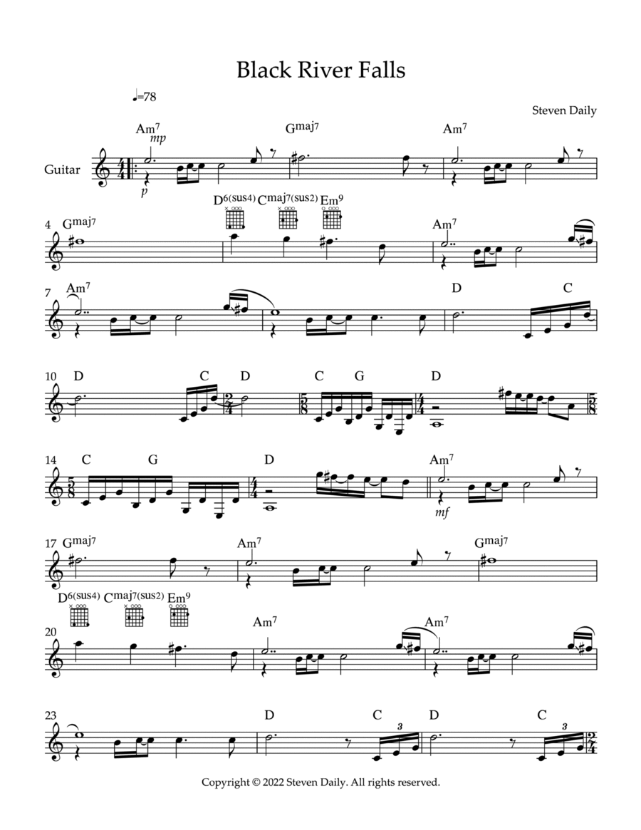 Black River Falls Piano scores gallery preview page 1