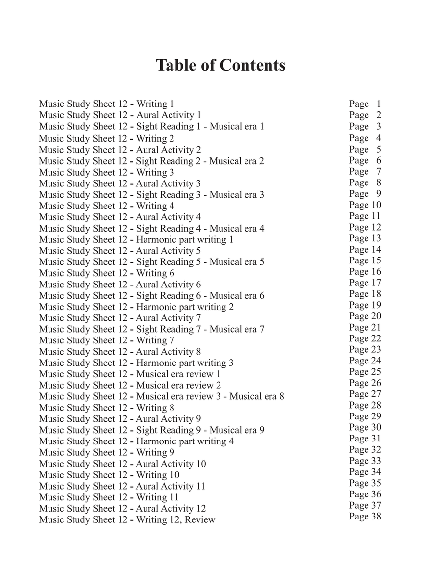Music Study Sheets Level 12 2014 edition Piano Method scores gallery preview page 3