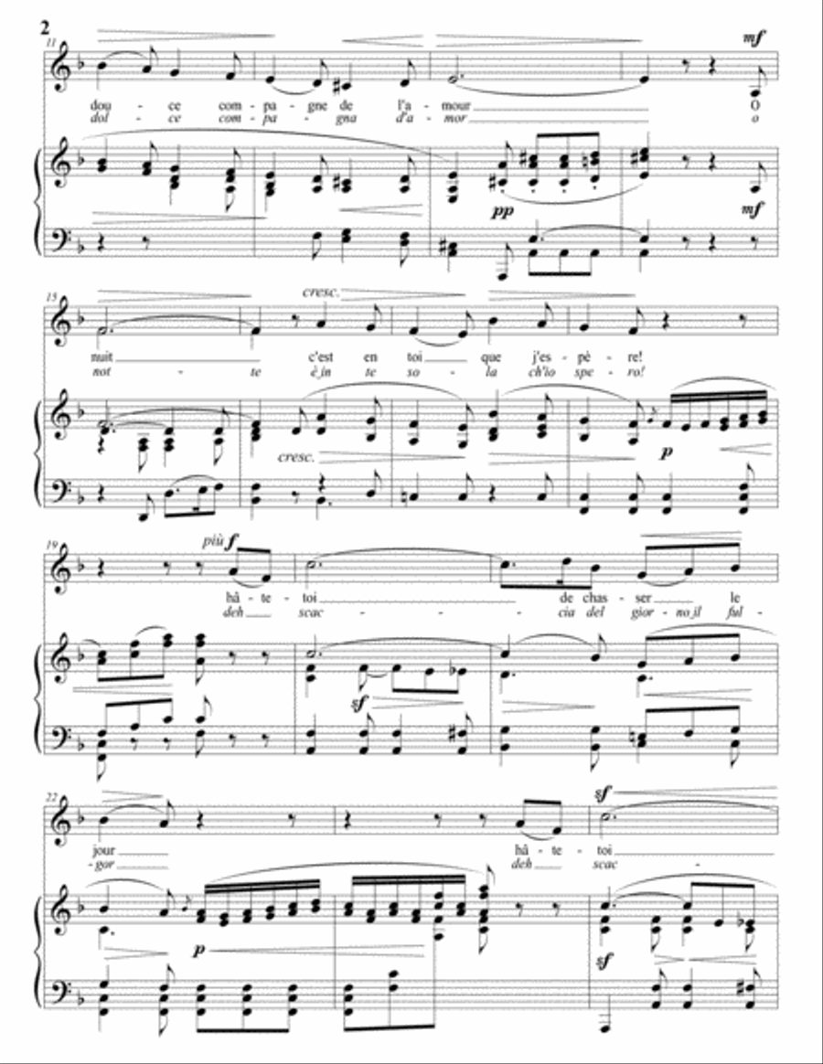 PICCINNI: O notte, O Dea del mistero (O nuit Déesse du mystère, transposed to D minor) Voice scores gallery preview page 3
