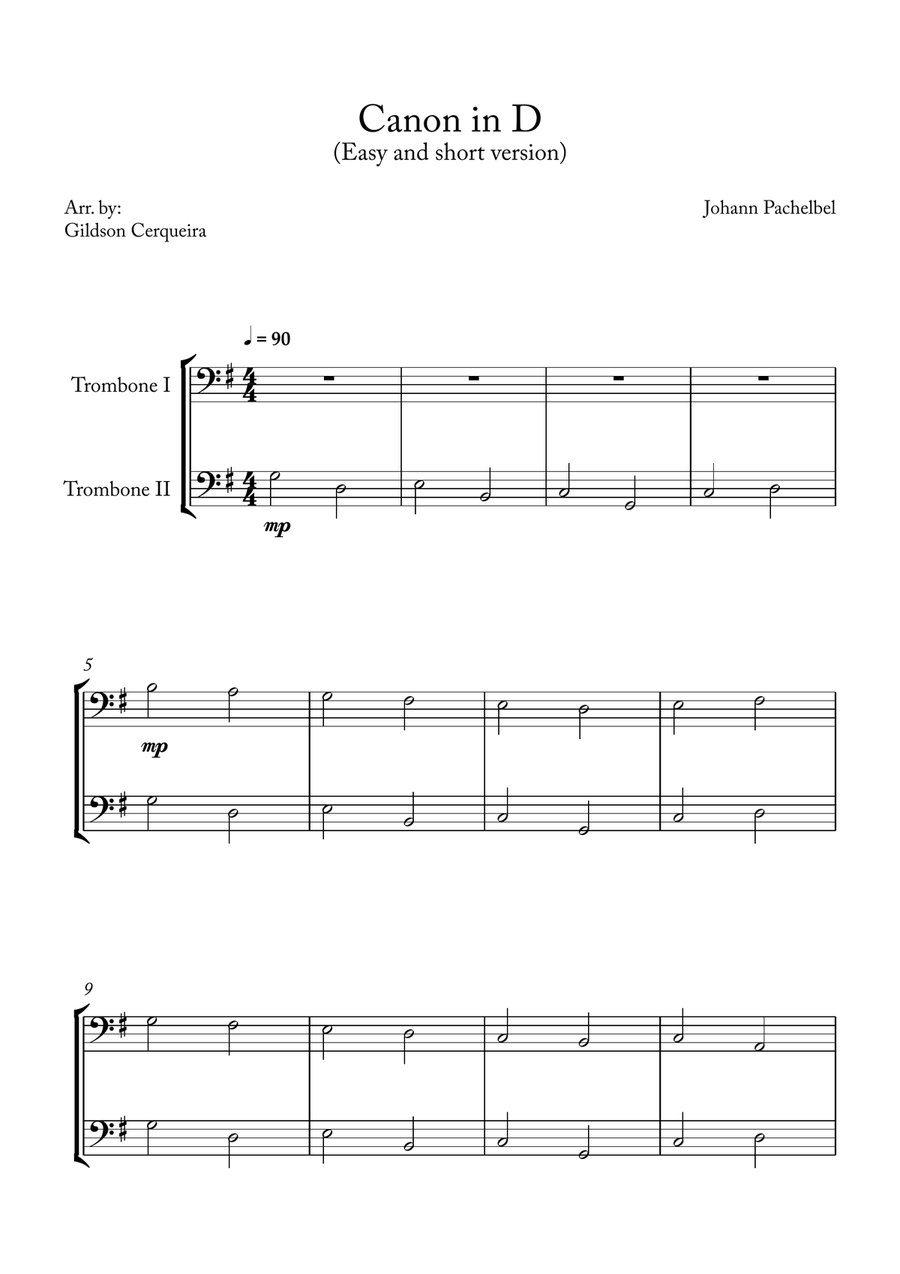 Canon in D Trombone Duet scores gallery preview page 1