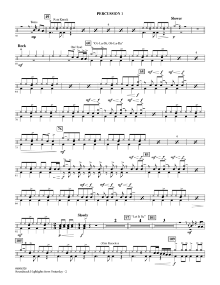 Highlights from Yesterday (Music Of The Beatles) (arr. Michael Brown) - Percussion 1