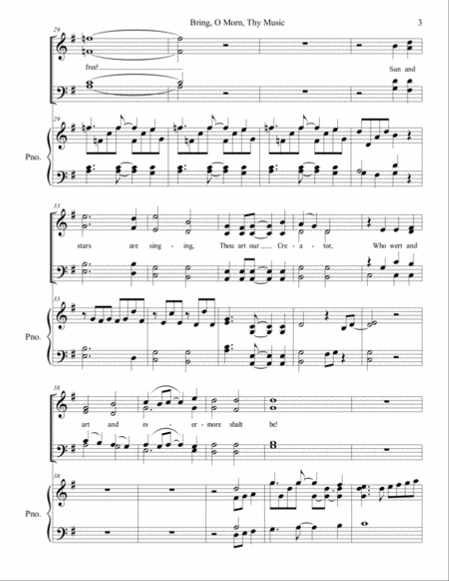 Bring, O Morn, Thy Music (SATB/piano) - Brenda Portman 4-Part scores gallery preview page 3