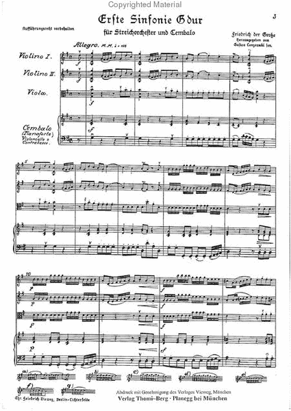 1. Sinfonie fur Streichorchester und Cembalo