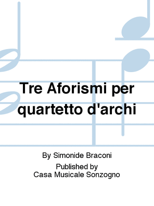 Book cover for Tre Aforismi per quartetto d'archi