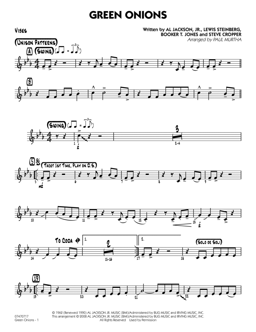 Green Onions - Vibes Vibraphone scores gallery preview page 1