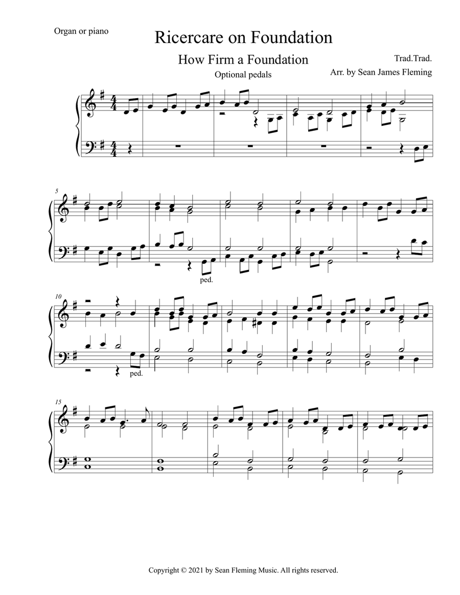 Ricercare on How Firm a Foundation (Foundation) Voice scores gallery preview page 1