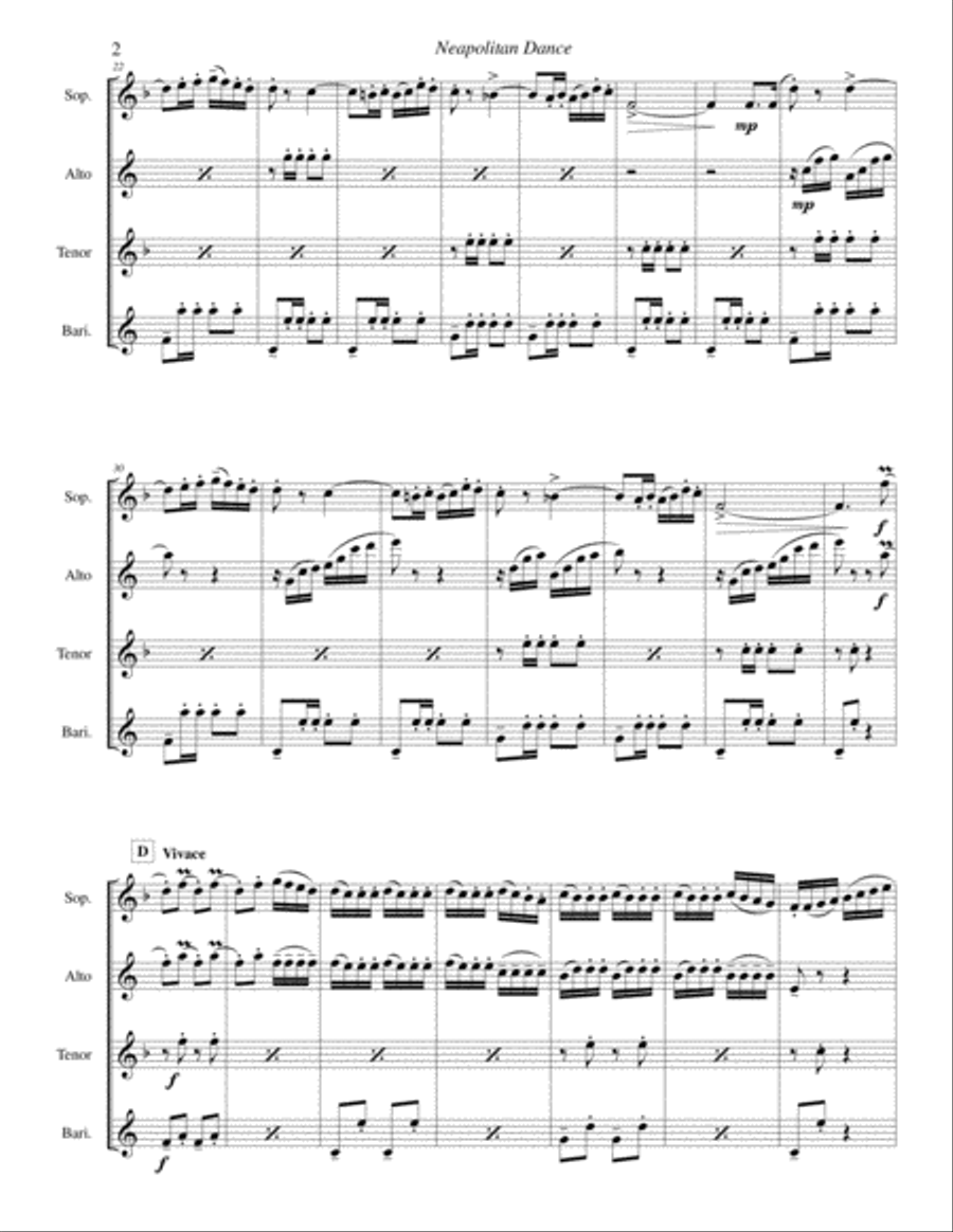 Neapolitan Dance from Swan Lake Saxophone Quartet scores gallery preview page 4