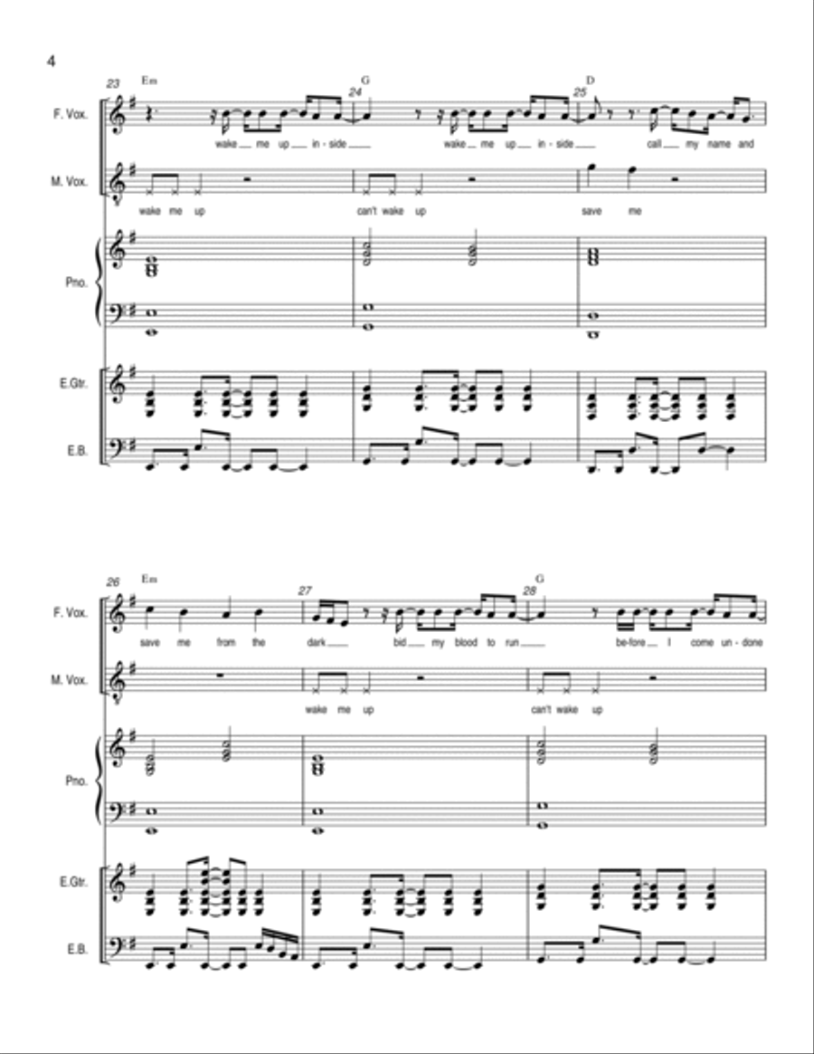 Bring Me To Life Bring Me To Life Bass Voice scores gallery preview page 4