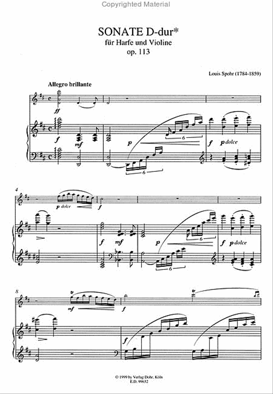 Sonate für Harfe und Violine D-Dur op. 113 (1806) (Original-Tonart) Harp scores gallery preview page 2
