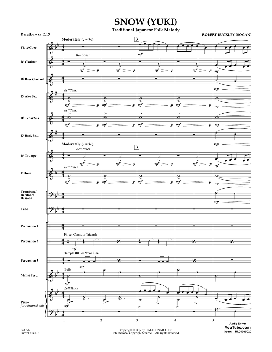 Snow (Yuki) - Conductor Score (Full Score) Concert Band scores gallery preview page 3