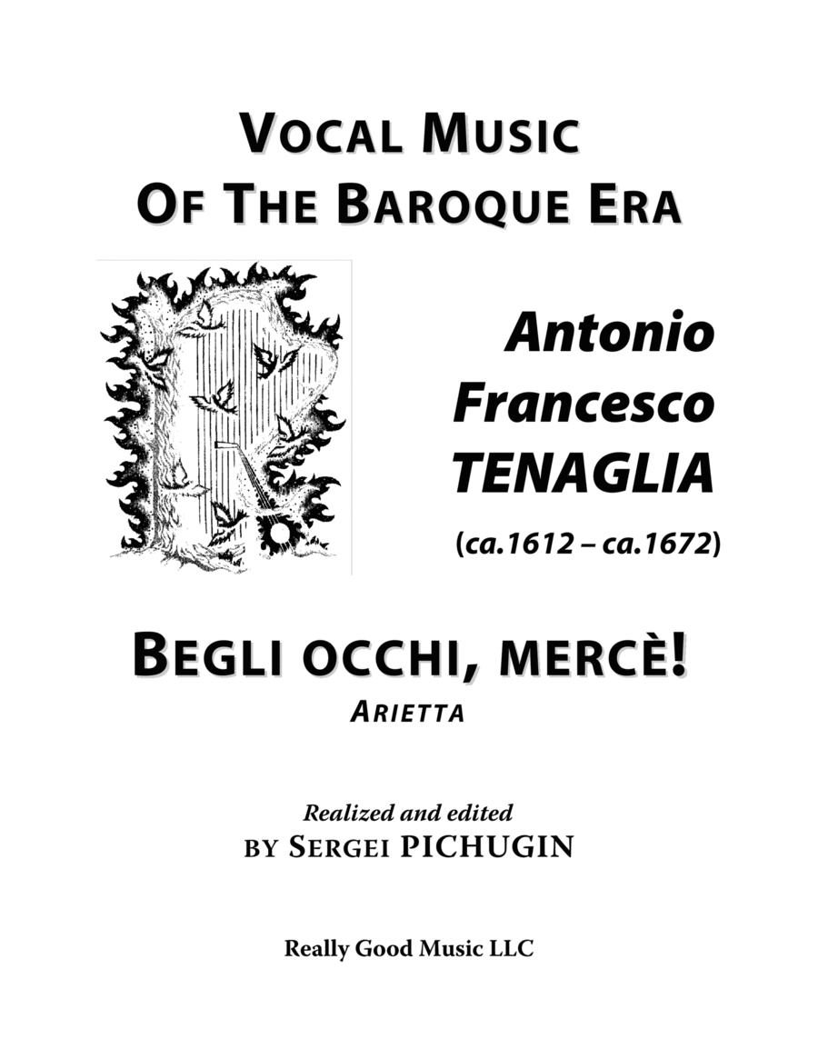 TENAGLIA Antonio Francesco:Begli occhi, mercè!, arietta for Voice and Piano (F minor) High Voice scores gallery preview page 1