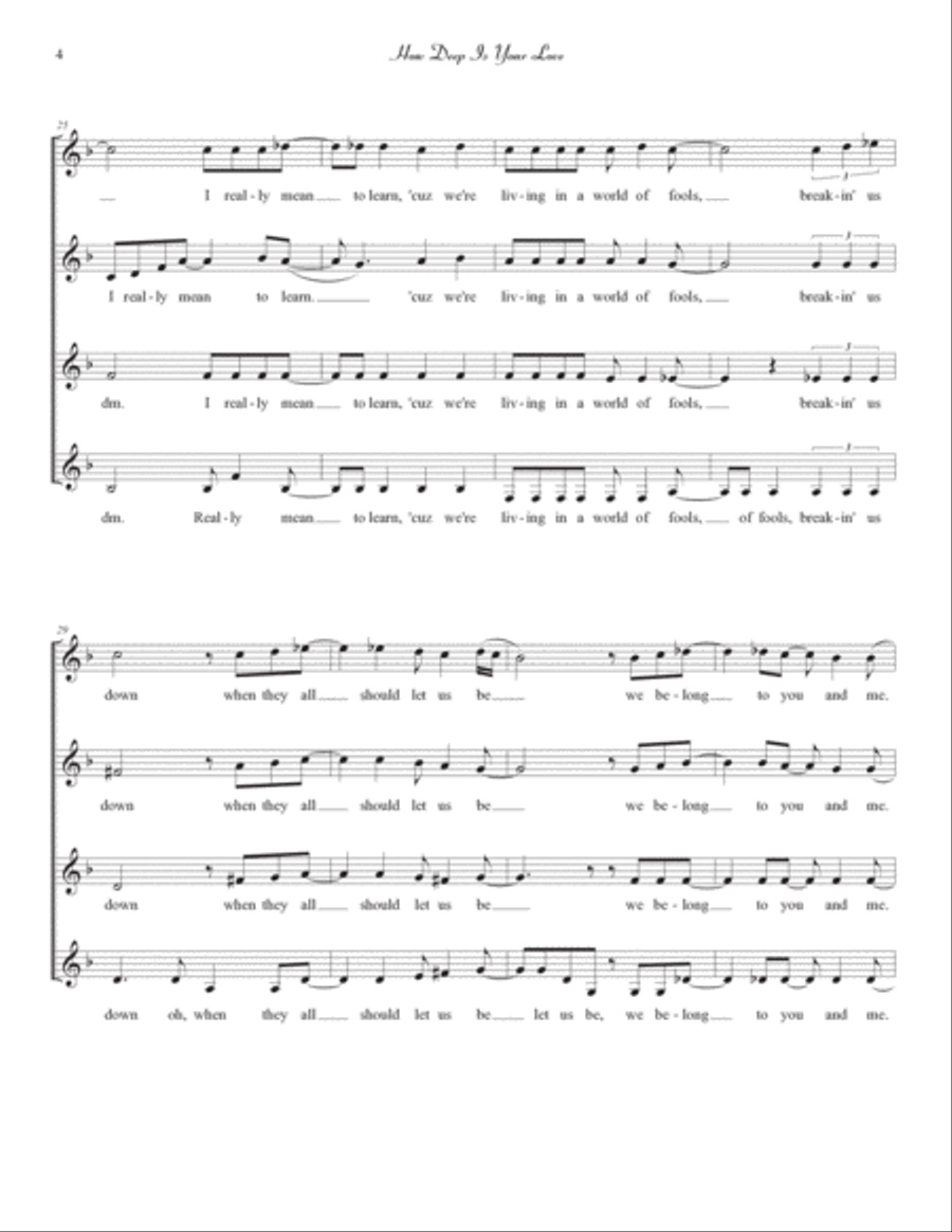 How Deep Is Your Love SSAA scores gallery preview page 4