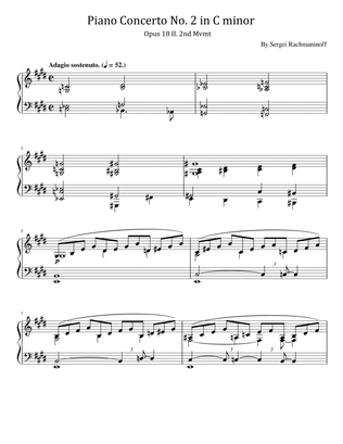 Book cover for Rachmaninoff - Piano Concerto No. 2 in C minor - Op. 18 - 2nd Mvmt - For Piano Solo Original