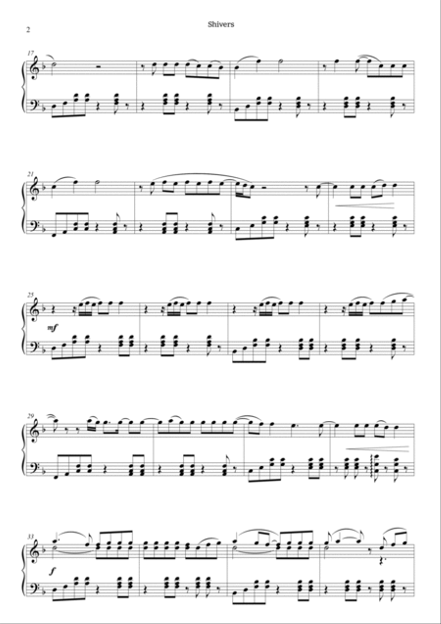Shivers Piano Solo scores gallery preview page 3