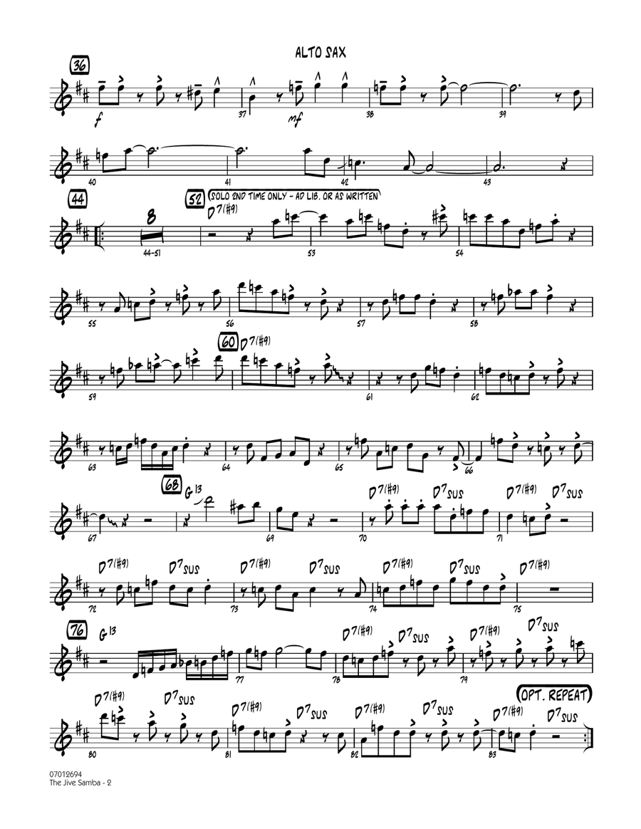 The Jive Samba - Alto Sax Jazz Ensemble scores gallery preview page 2