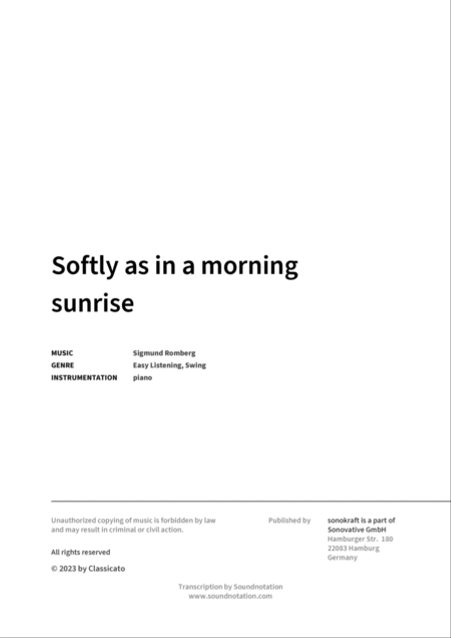 Softly as in a morning sunrise Piano Solo scores gallery preview page 2