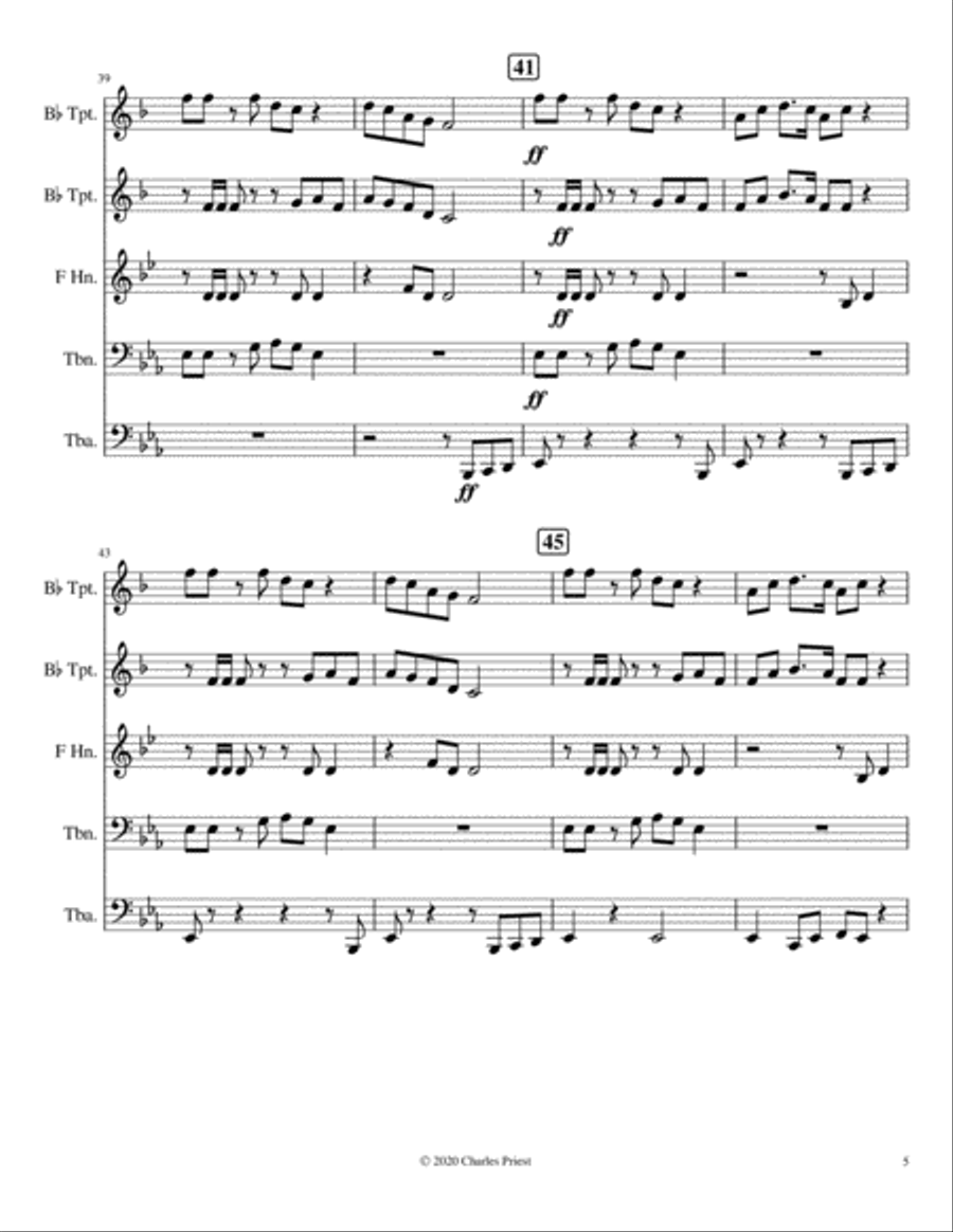 The Morning Trumpet (with Happy Land) Brass Ensemble scores gallery preview page 6