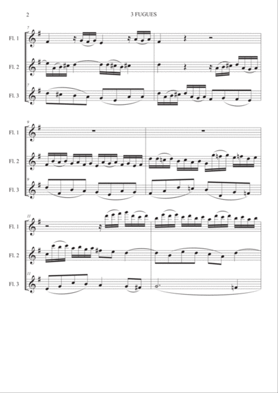 3 Fugues J S Bach - Flute trio 3 Fugues J S Bach - Flute trio Flute Trio scores gallery preview page 3