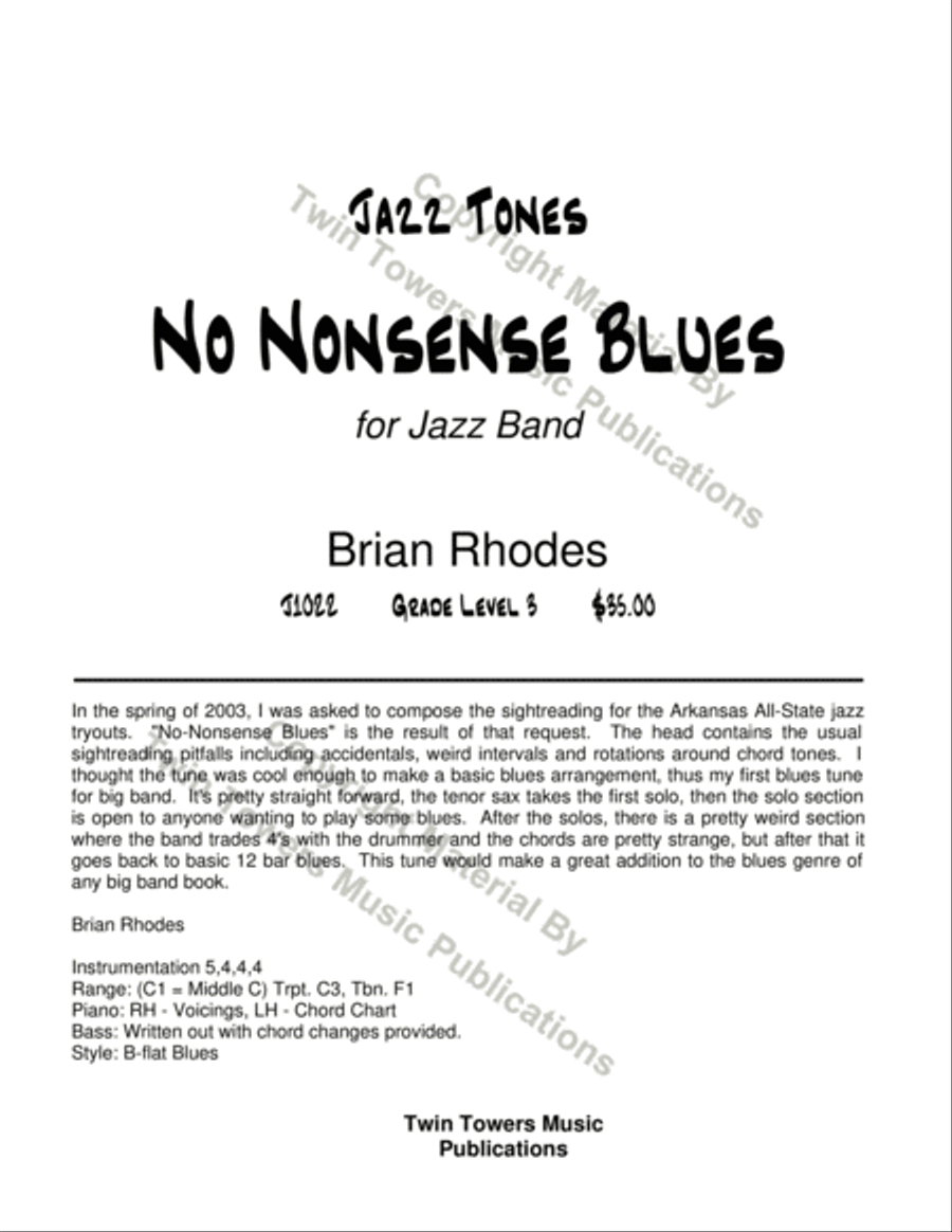No Nonsense Blues Jazz Ensemble scores gallery preview page 2