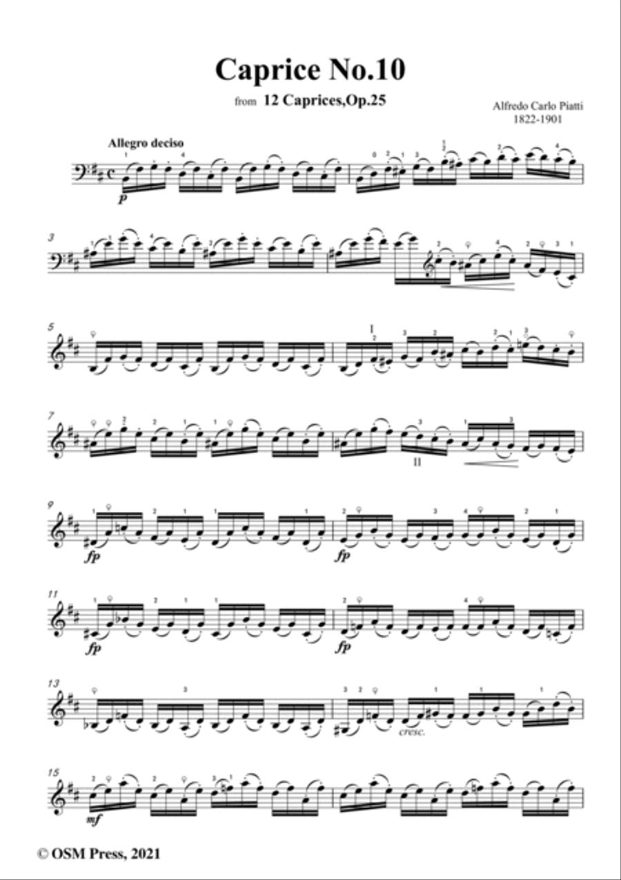 Alfredo Piatti-Caprice No.10,Op.25 No.10,for Solo Cello Cello Solo scores gallery preview page 2