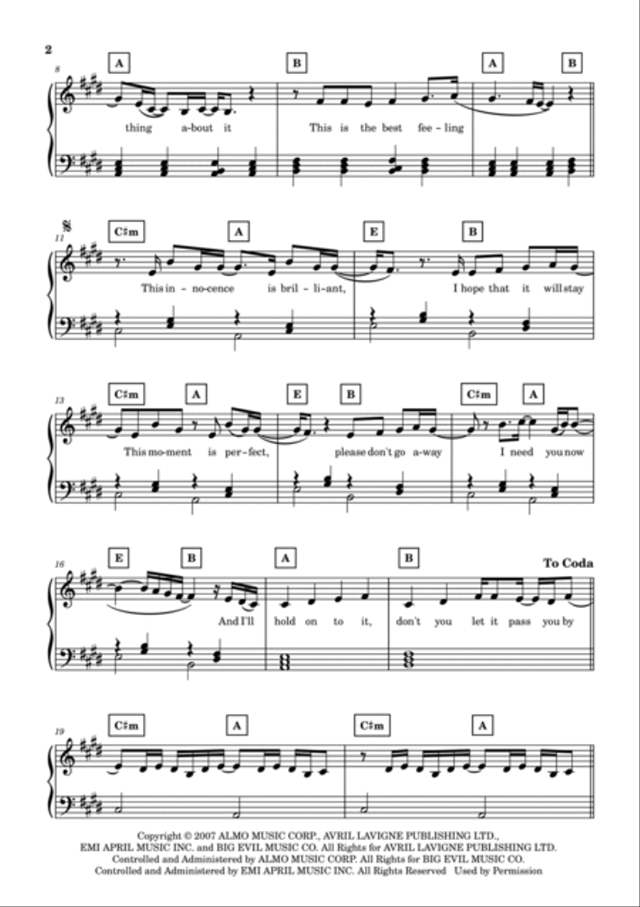 Innocence Piano, Vocal, Guitar scores gallery preview page 2