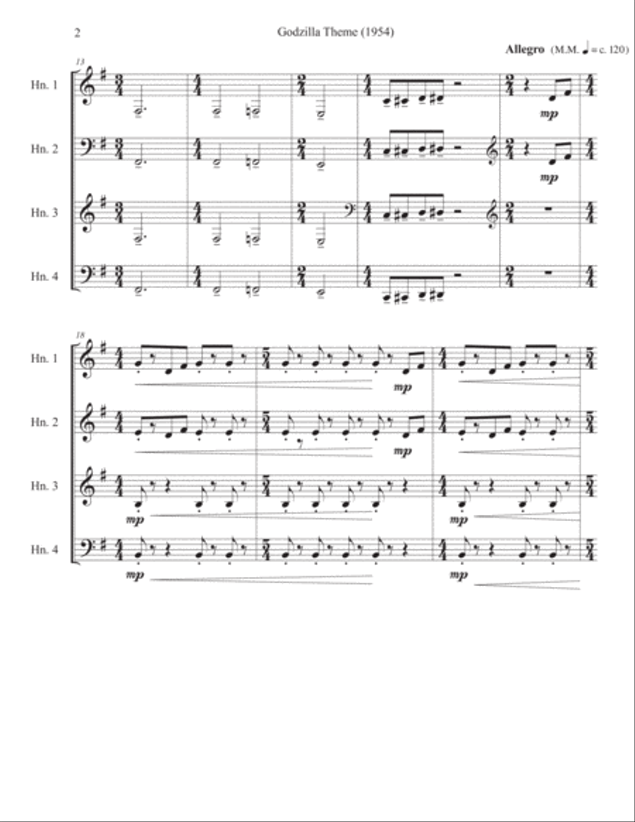 Godzilla Main Title (godzilla 1954) Brass Ensemble scores gallery preview page 2