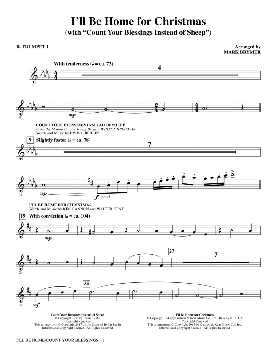I'll Be Home for Christmas - Bb Trumpet 1 Choir scores gallery preview page 1