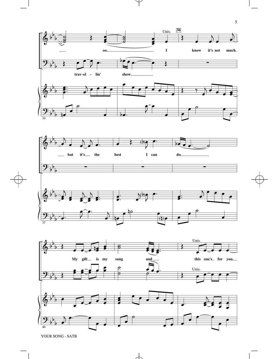 Your Song (arr. Mac Huff) 4-Part scores gallery preview page 4