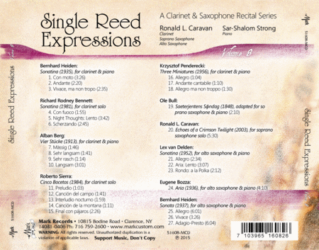 Single Reed Expressions: A Clarinet & Saxophone Recital Series, Vol. 8