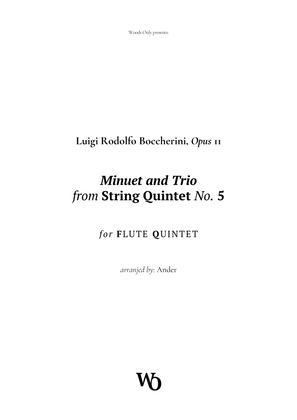 Book cover for Minuet by Boccherini for Flute Quintet
