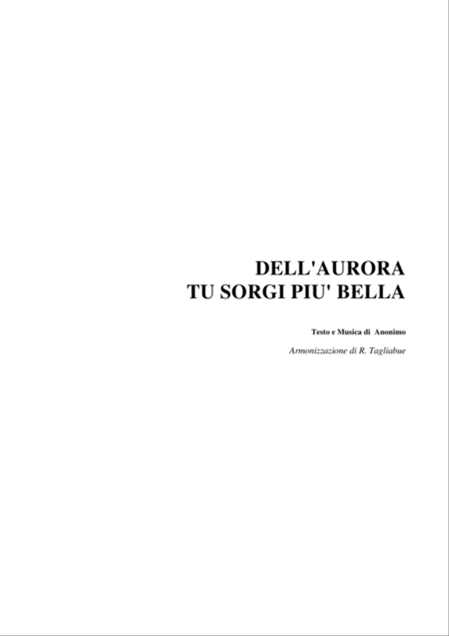 DELL'AURORA TU SORGI PIU' BELLA - Arr. for SATB Choir and Organ 4-Part scores gallery preview page 1