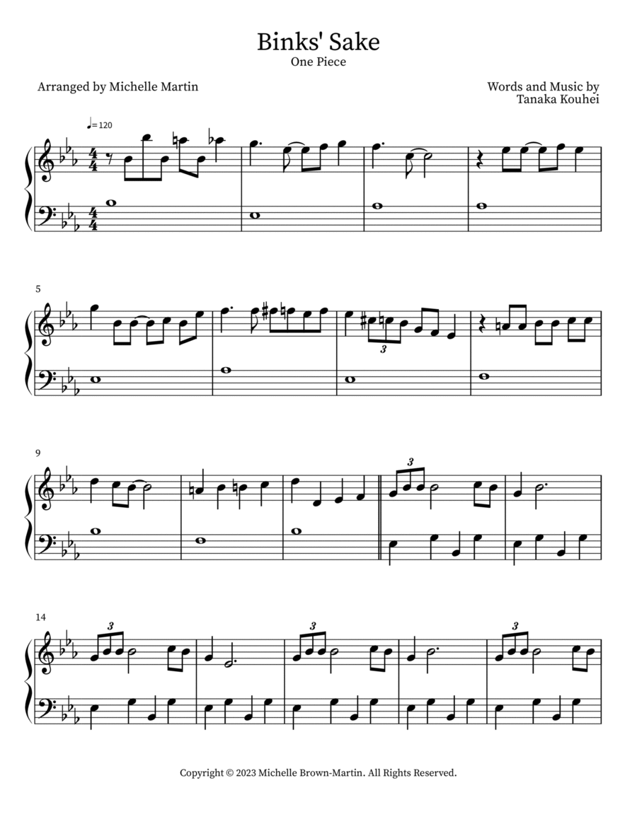 Binks' Sake Easy Piano scores gallery preview page 1