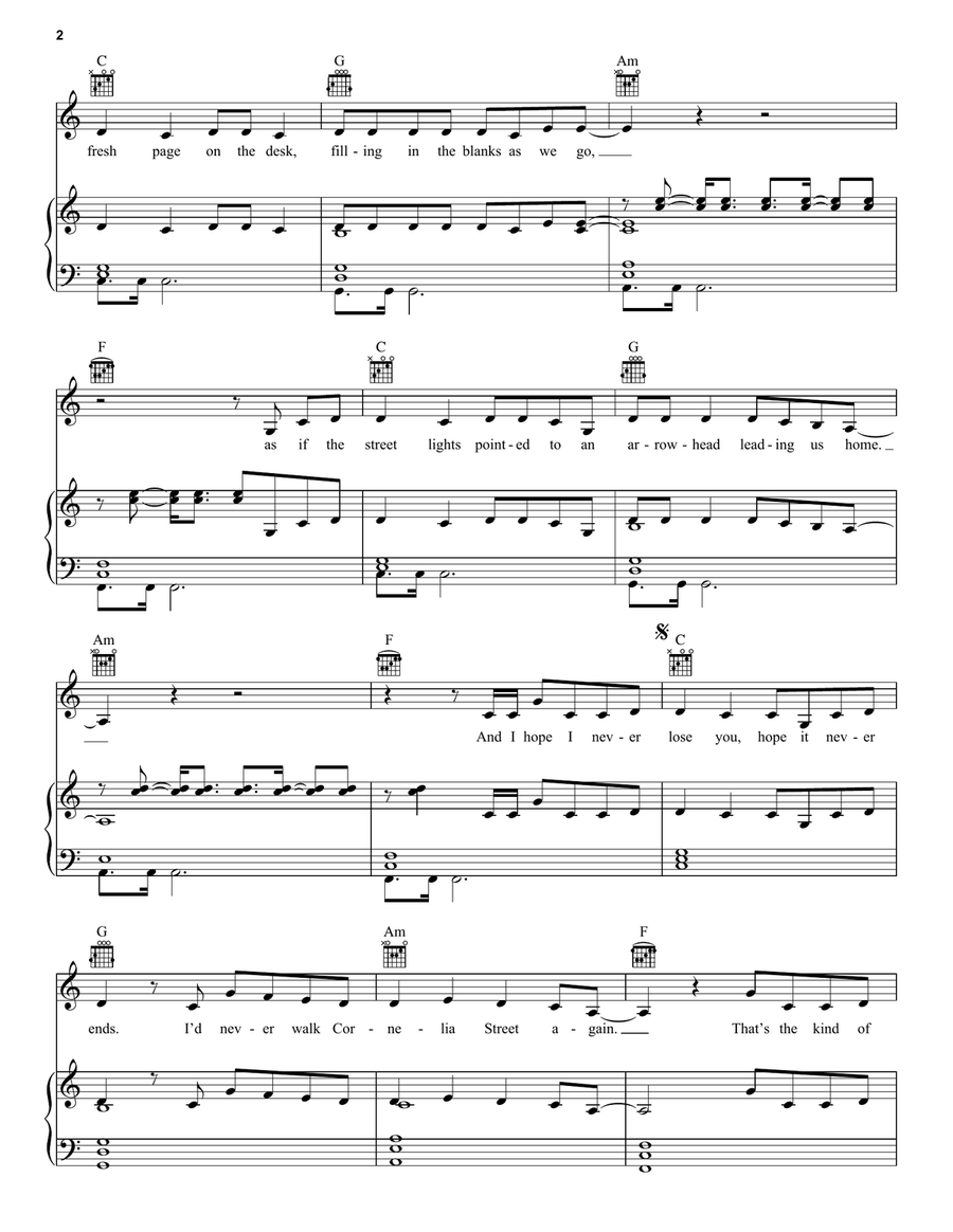 Cornelia Street Piano, Vocal, Guitar scores gallery preview page 2