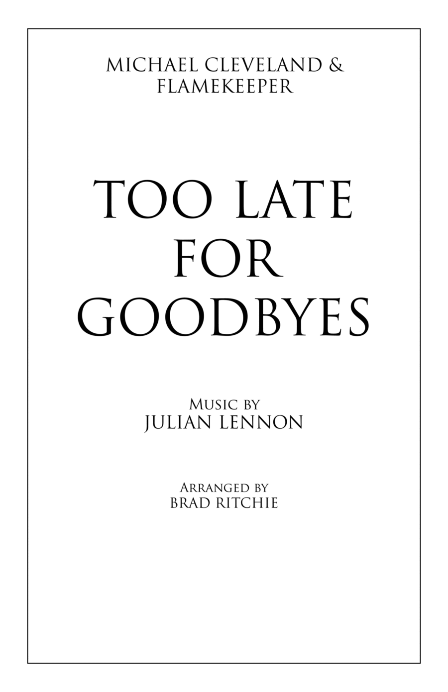 Too Late For Goodbyes Full Orchestra scores gallery preview page 1