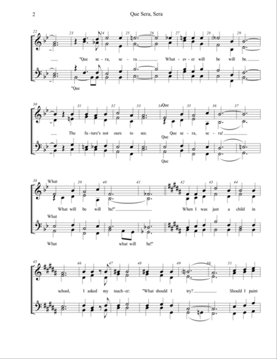 Que Sera, Sera (whatever Will Be, Will Be) SSAA scores gallery preview page 2