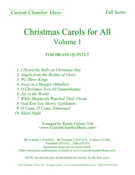 Christmas Carols for All, Volume 1 (for Brass Quintet)