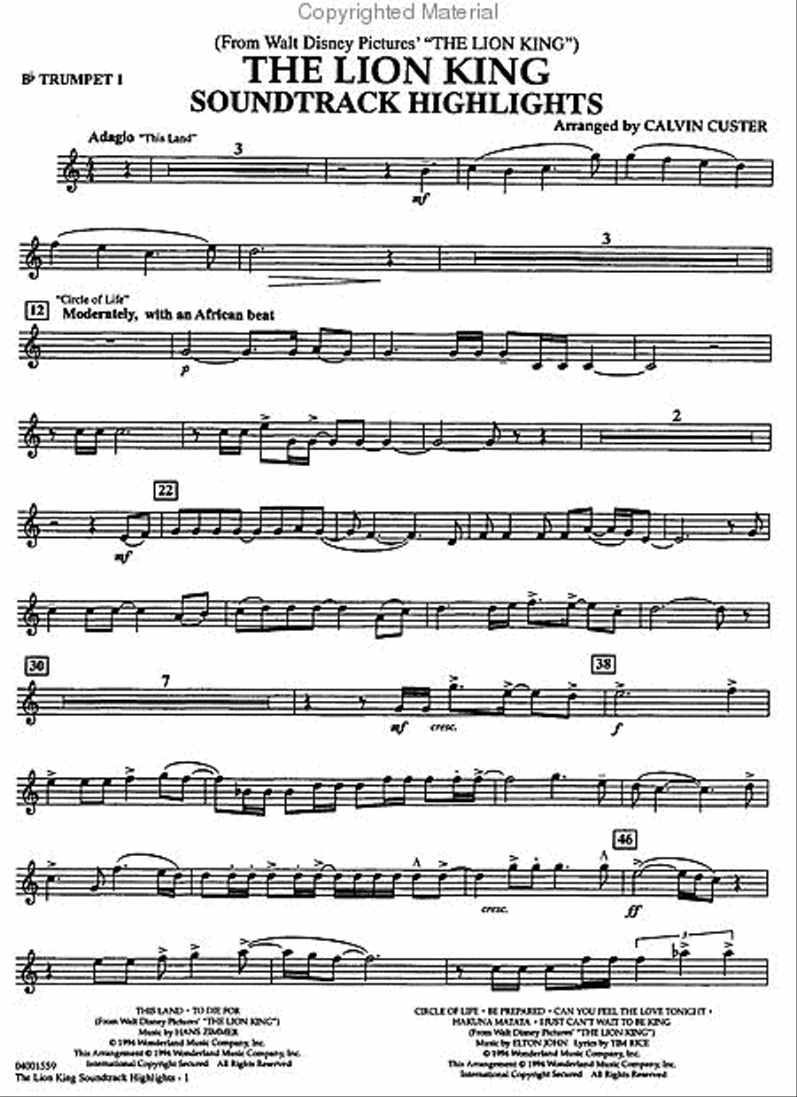 The Lion King: Soundtrack Highlights Concert Band scores gallery preview page 5