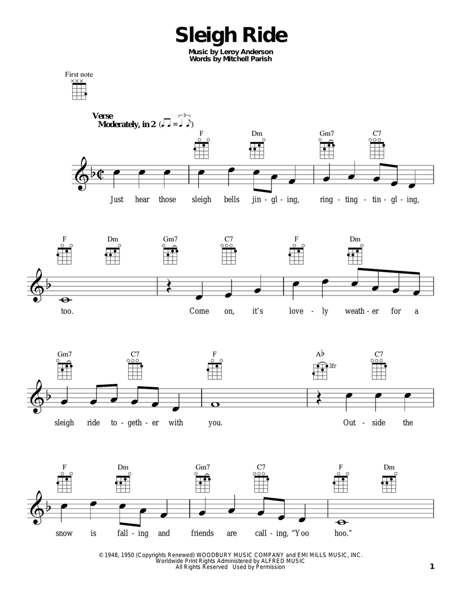 Sleigh Ride Ukulele scores gallery preview page 1