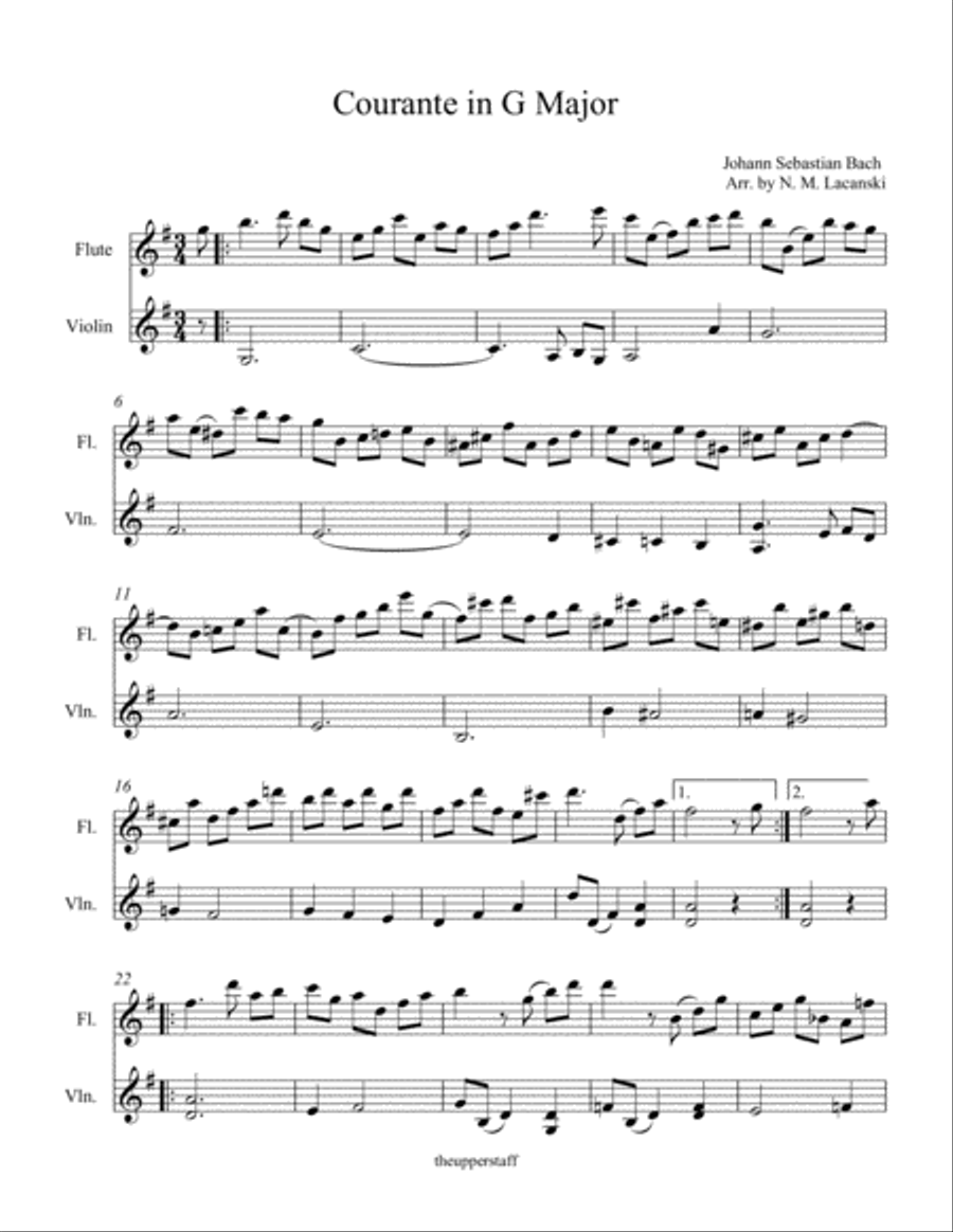 Courante in G Major Flute scores gallery preview page 2