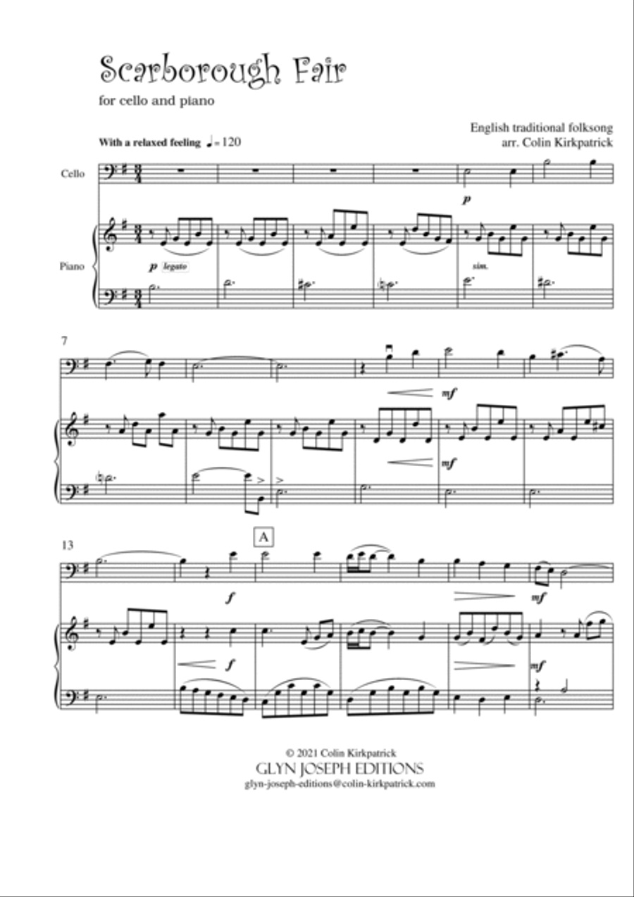 Scarborough Fair (for cello and piano) Piano scores gallery preview page 3