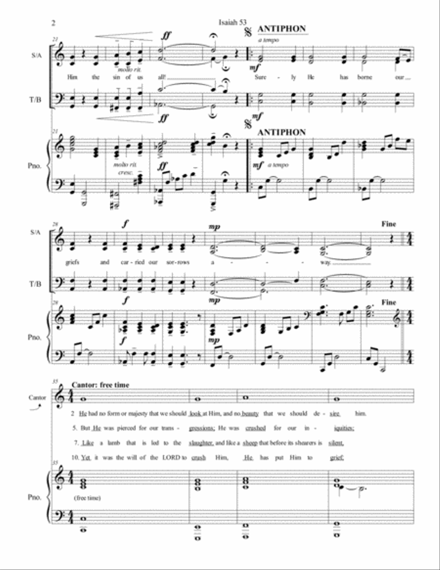 Isaiah 53 (for Cantor and Choir) Piano Solo scores gallery preview page 2