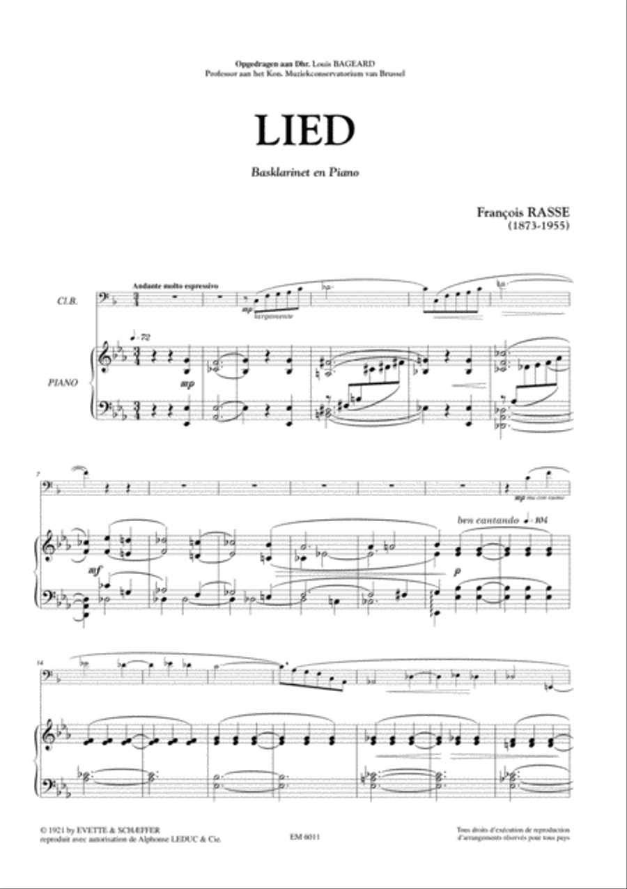 Lied for Bass Clarinet and Piano Bass Clarinet scores gallery preview page 2