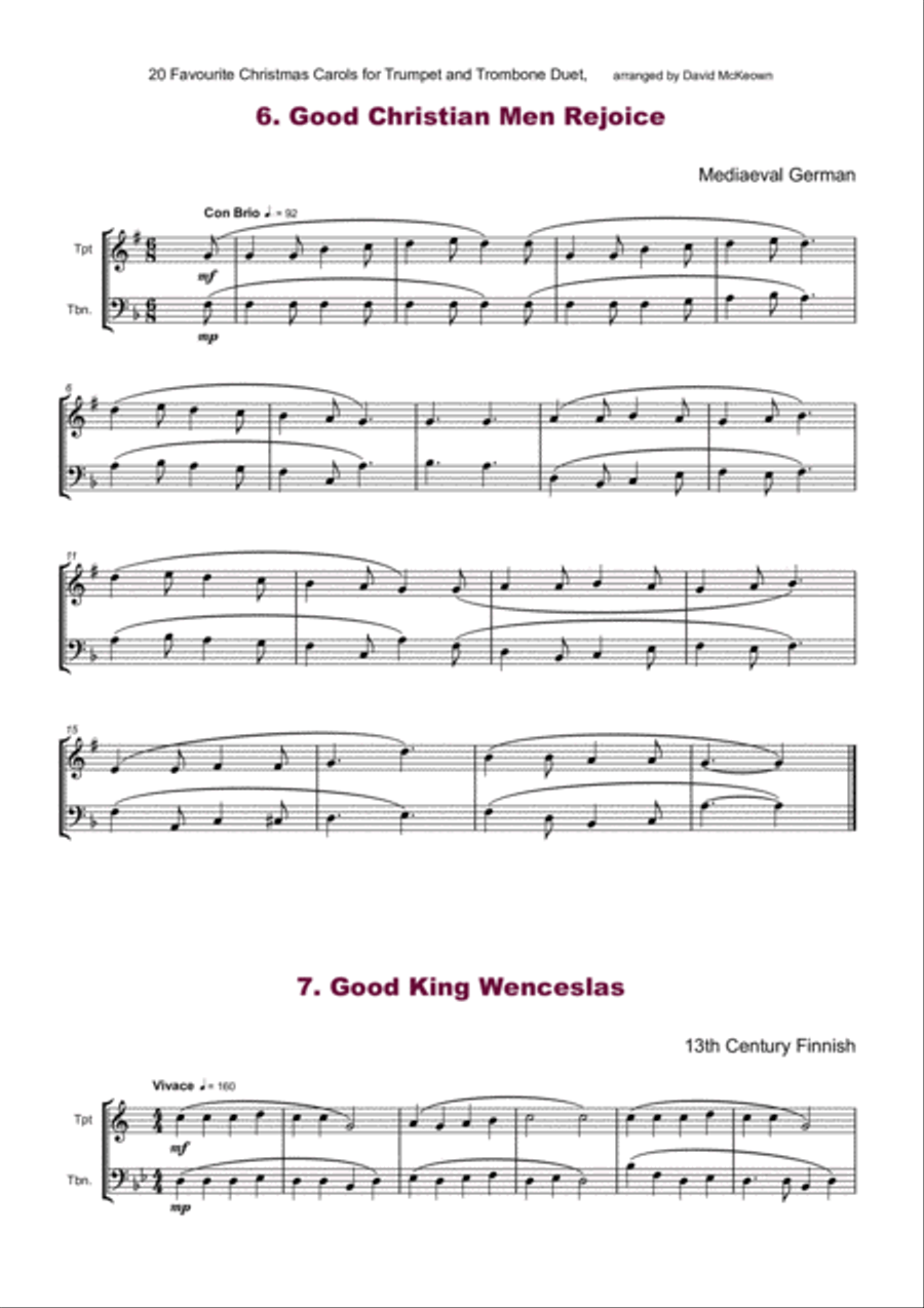 20 Favourite Christmas Carols for Trumpet and Trombone Duet Brass Duet scores gallery preview page 6