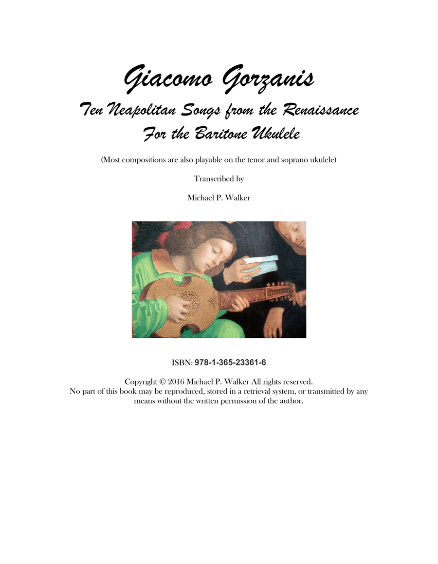 Book cover for Giacomo Gorzanis: Ten Neapolitan Songs From The Renaissance For The Baritone Ukulele