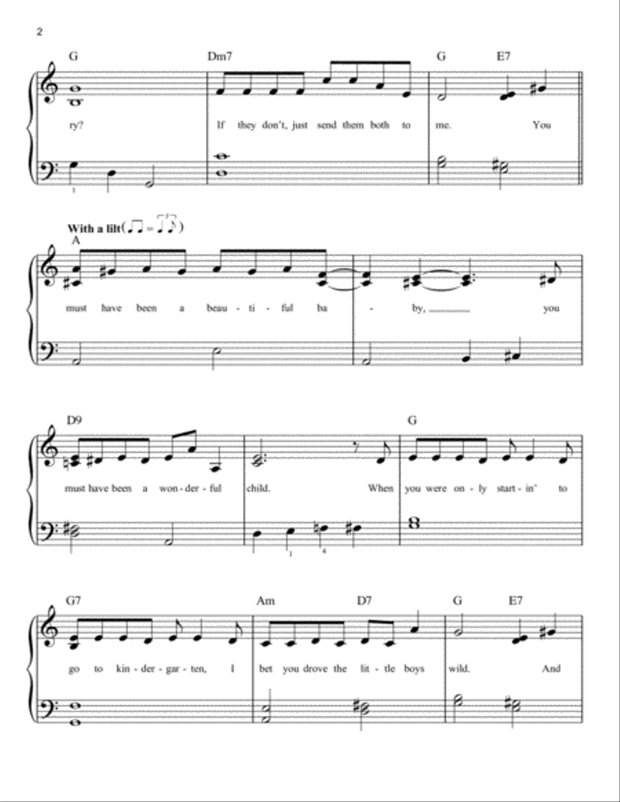 You Must Have Been A Beautiful Baby Easy Piano scores gallery preview page 2