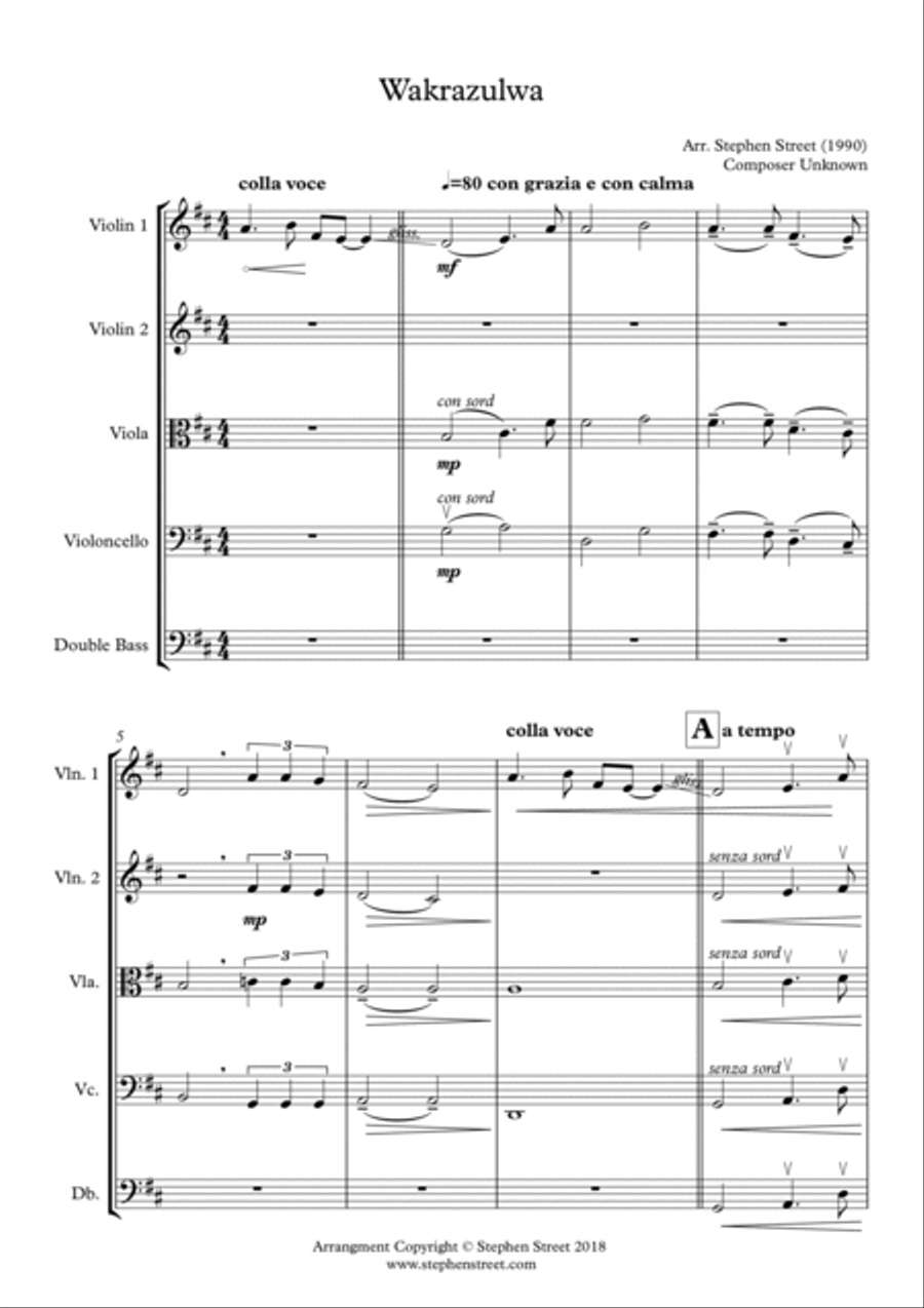 Wakrazulwa for String Quintet String Quintet scores gallery preview page 2
