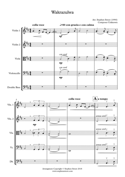 Wakrazulwa for String Quintet String Quintet - Digital Sheet Music