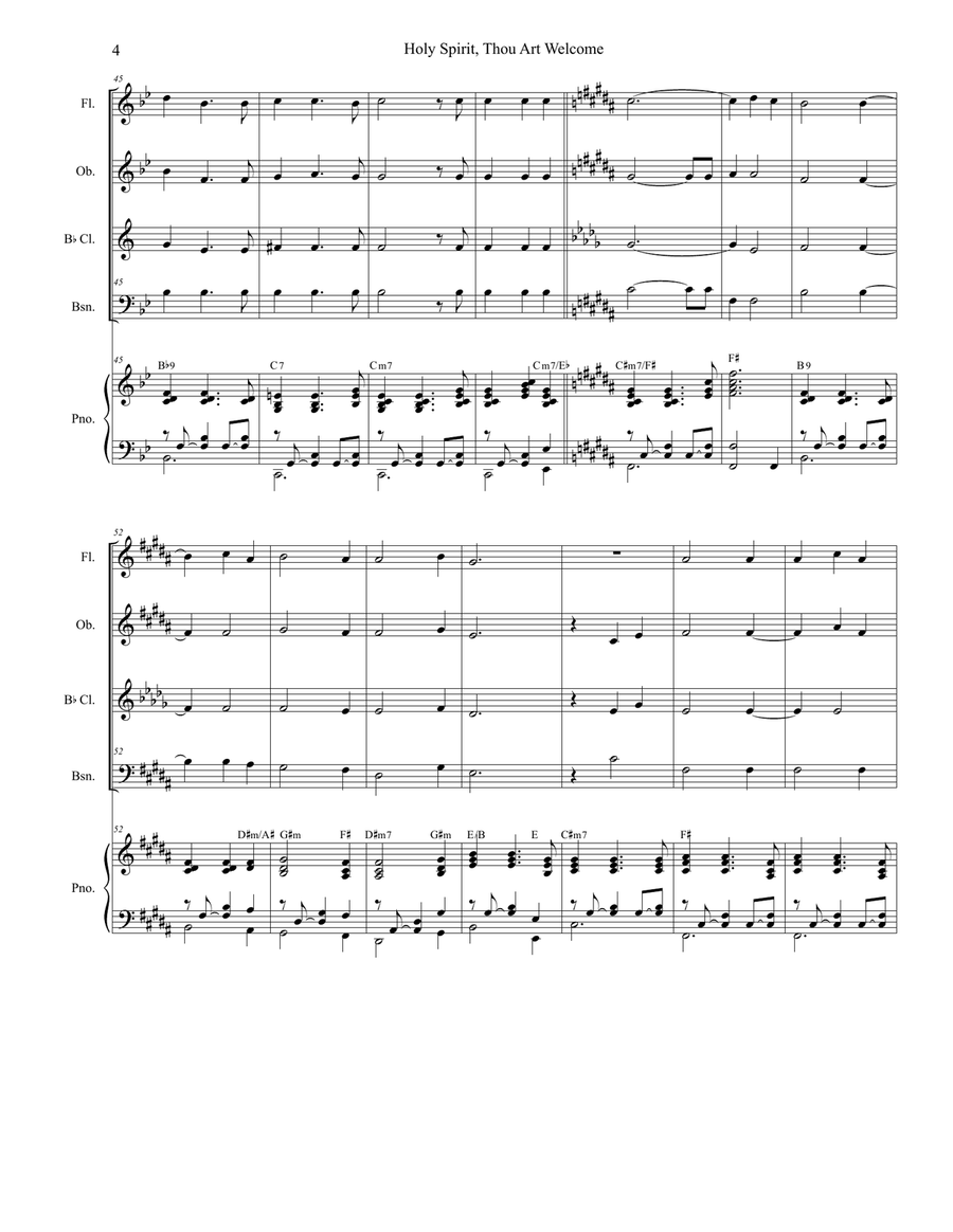 Holy Spirit, Thou Art Welcome Woodwind Quartet scores gallery preview page 4
