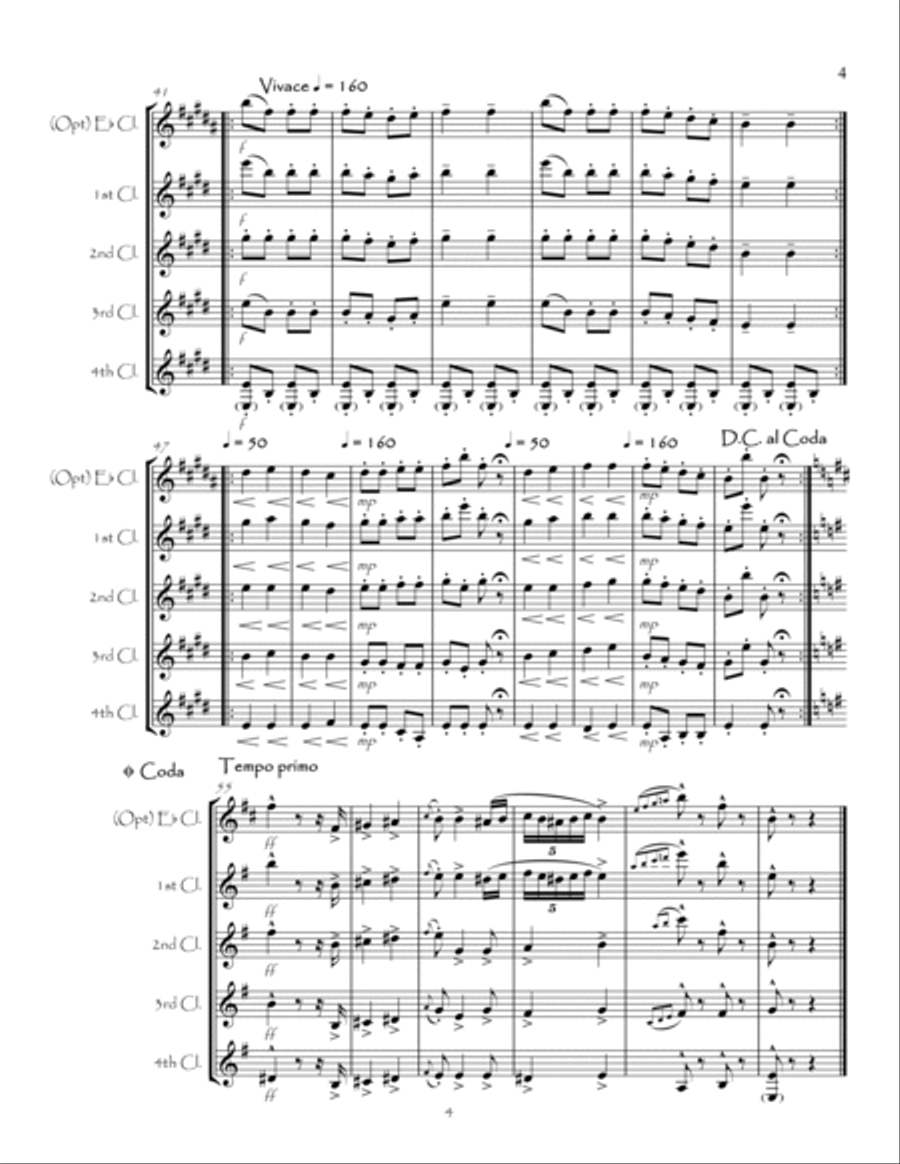 Hungarian Dance No5 for Clarinet Quartet Clarinet Quartet scores gallery preview page 4