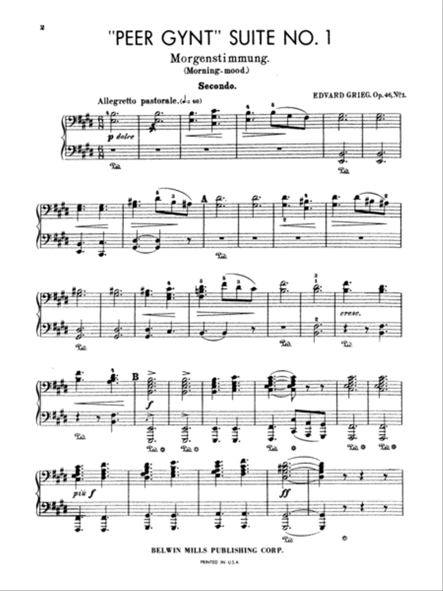 Grieg: Peer Gynt Suite, No. 1, Op. 46 Piano Duet scores gallery preview page 1